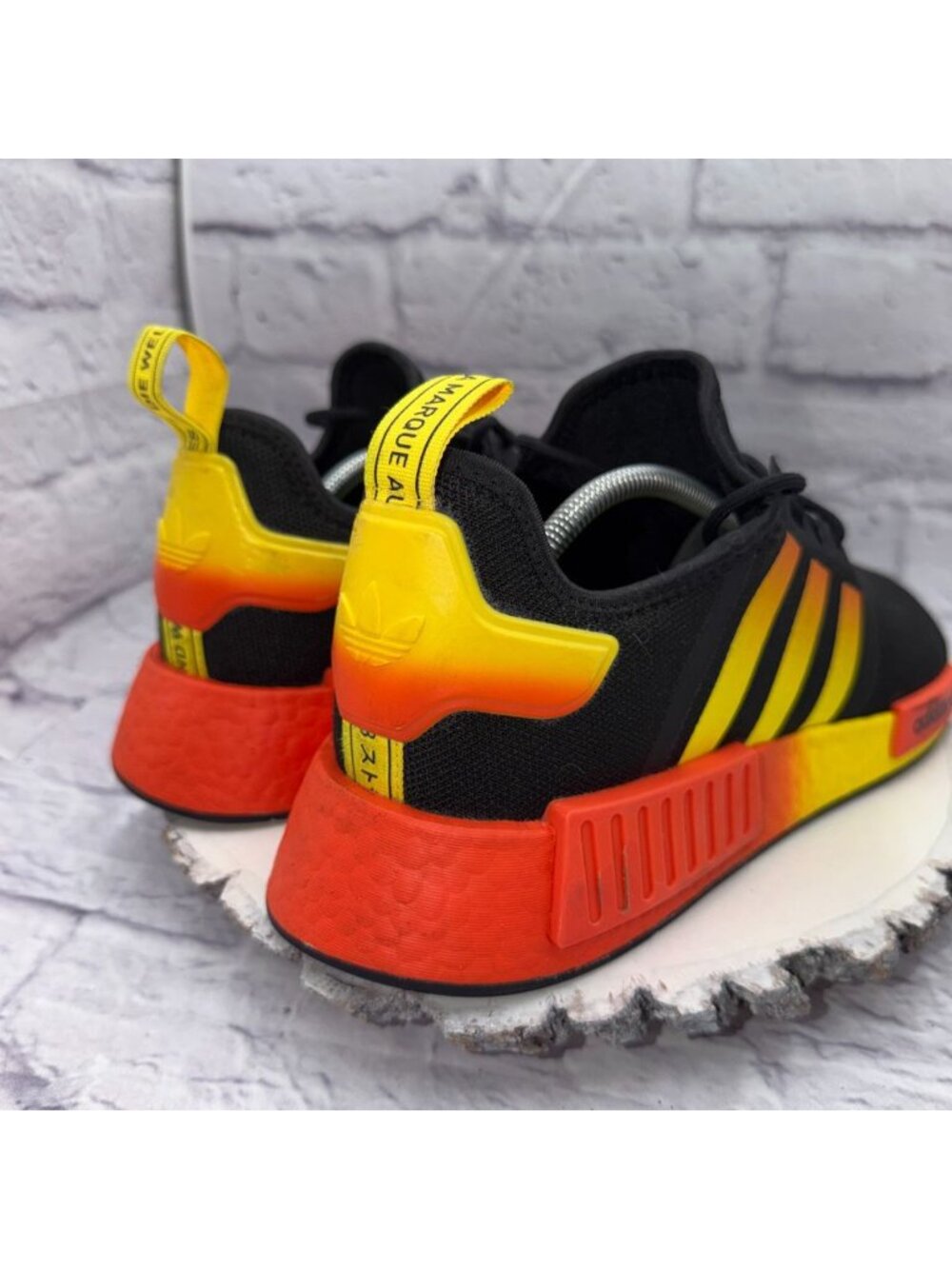 adidas NMD_R1 Men's Lace-Up Low Top Sneakers Black Yellow Size 12 Shoes - Picture 8 of 12